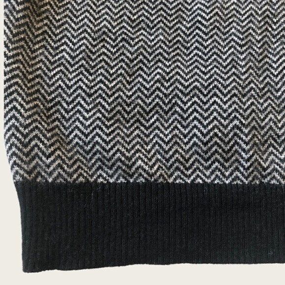 Bobby Jones Chevron V Neck Sweater Wool Cashmere Black Gray XL - Picture 8 of 14